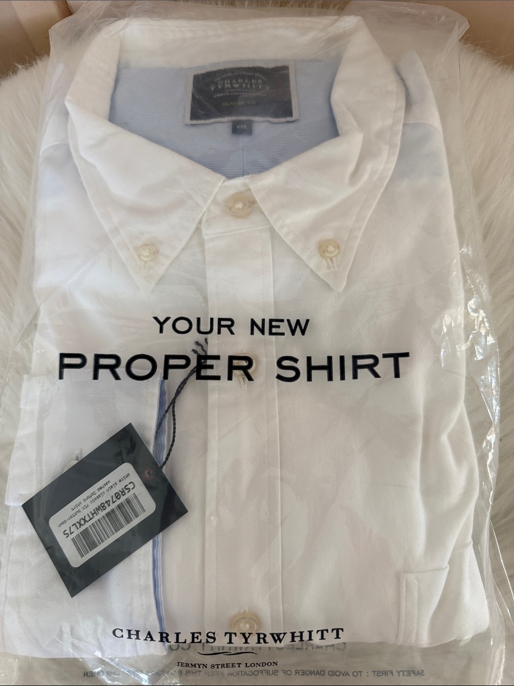Charles Tyrwhitt White Dress Shirt with Light Blue Inner Collar